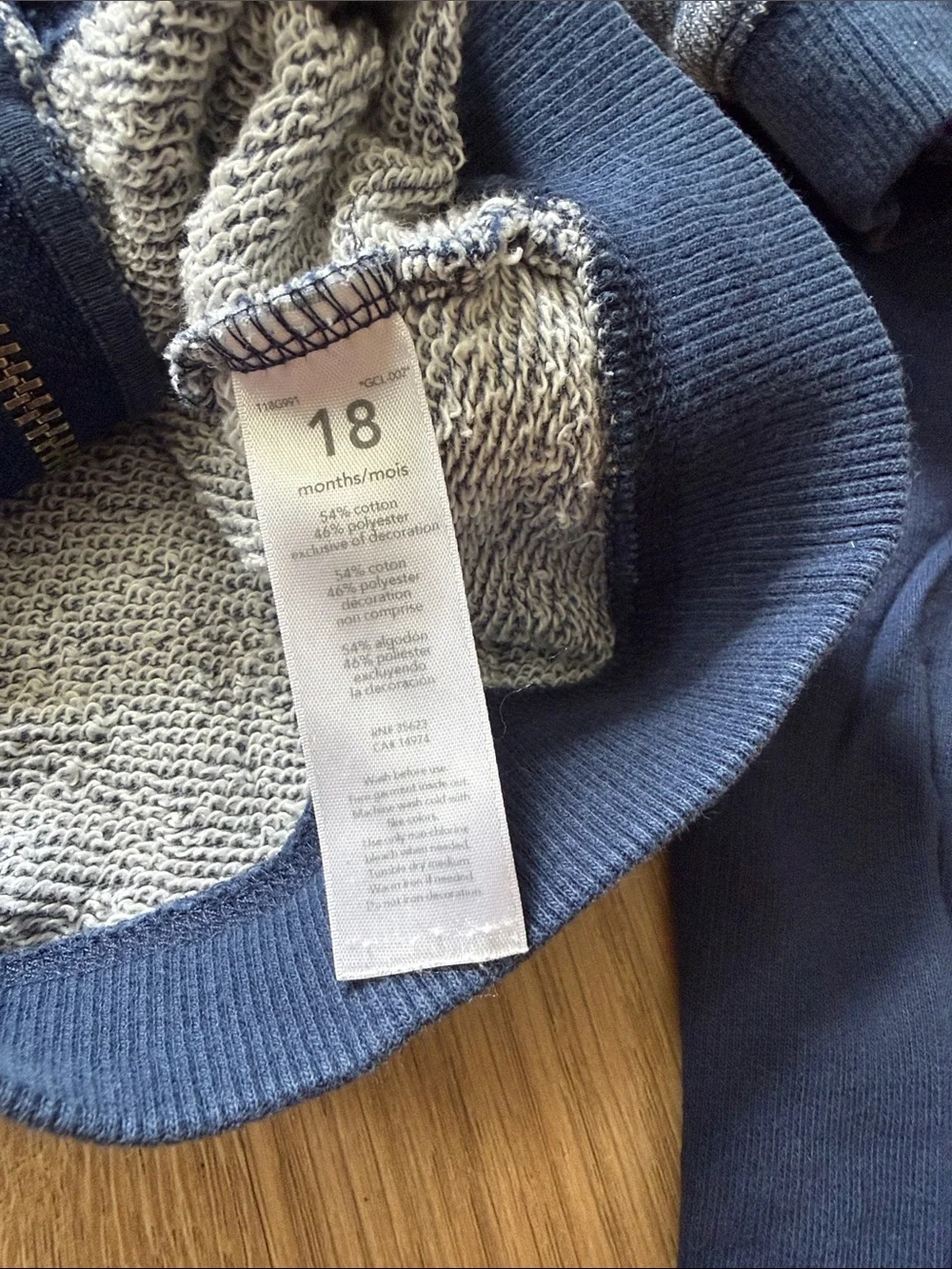 Carter's Heathered Gray Zip Hoodie with Navy Joggers 18 Month Bundle